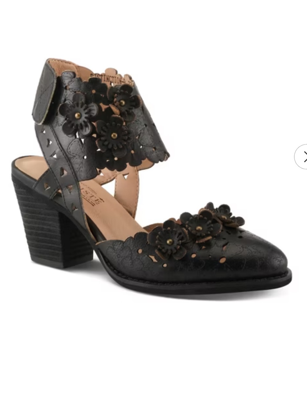Spring Step L'Artiste Distinction Laser Cutout Leather Heels with Ankle Strap